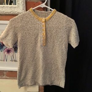 Vintage 70s Flecked Greige Yellow Knit Top